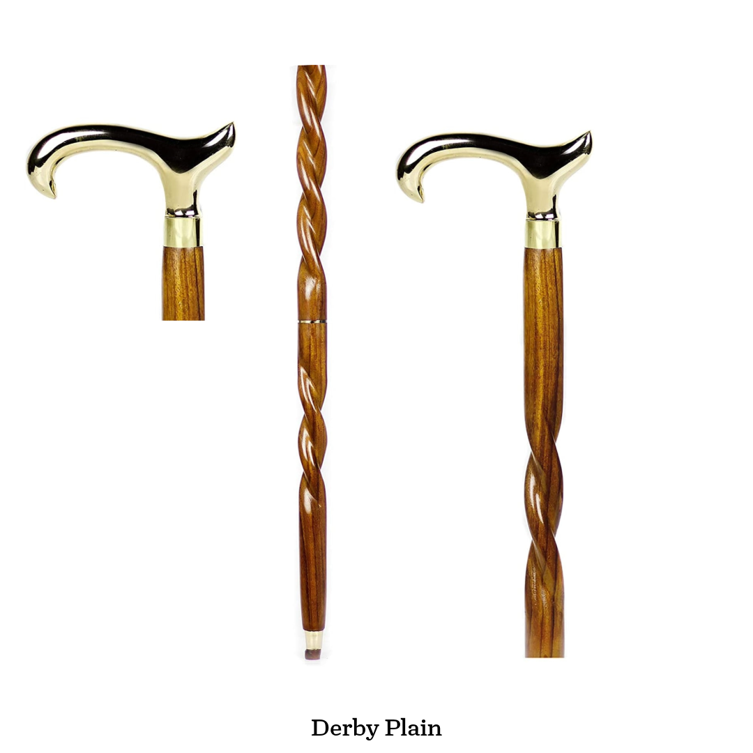 Handmade Spiral Rope Style Victorian Handcrafted Head Brass Walking Sticks.