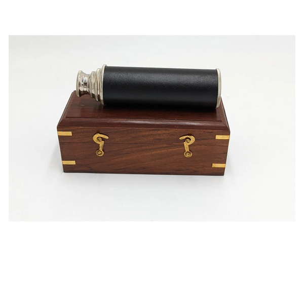 Vintage Model Brass Captains Spyglass Telescope 15" with Rosewood Box