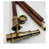 Vintage Telescope Walking Stick with Working Brass Telescope & Compass – 3-in-1 Collapsible Design Antique Finish