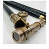 Vintage Telescope Walking Stick with Working Brass Telescope & Compass – 3-in-1 Collapsible Design Antique Finish