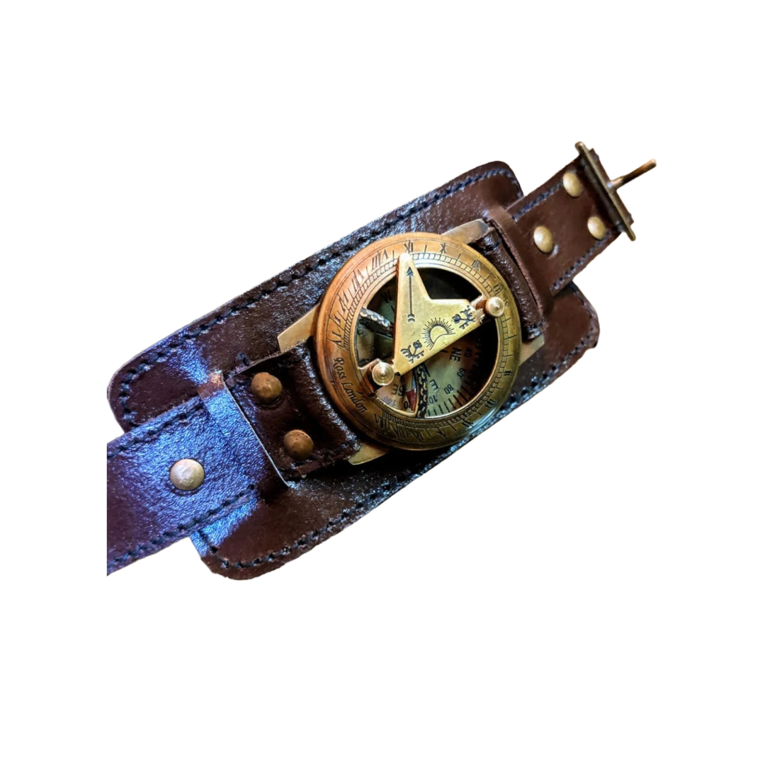 Vintage Compass Wrist Watch – Leather Strap Adventure Timepiece