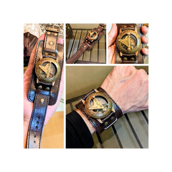 Vintage Compass Wrist Watch – Leather Strap Adventure Timepiece