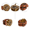 Brass Nautical Antique Steampunk Sundial Compass Wrist Watch W/Leather Bracelet.