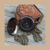 Compass Locket Sundial – Antique Brass Pendant with leather bag