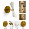 Mid-Century Modern Brass Wall Sconce: Double White Cone Light