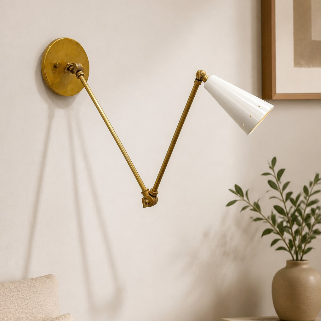 Stilnovo Diabolo Wall Sconce - Handmade Brass Mid Century Modern Adjustable Lamp