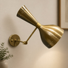 Mid Century Brass Wall Sconce, Adjustable Shade, Home Decor