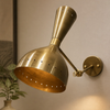 Mid Century Brass Wall Sconce, Adjustable Shade, Home Decor