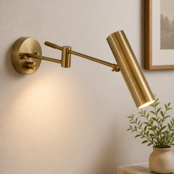 Handmade Brass Swing Arm Wall Light, Modern Sconce, Stillnovo Style