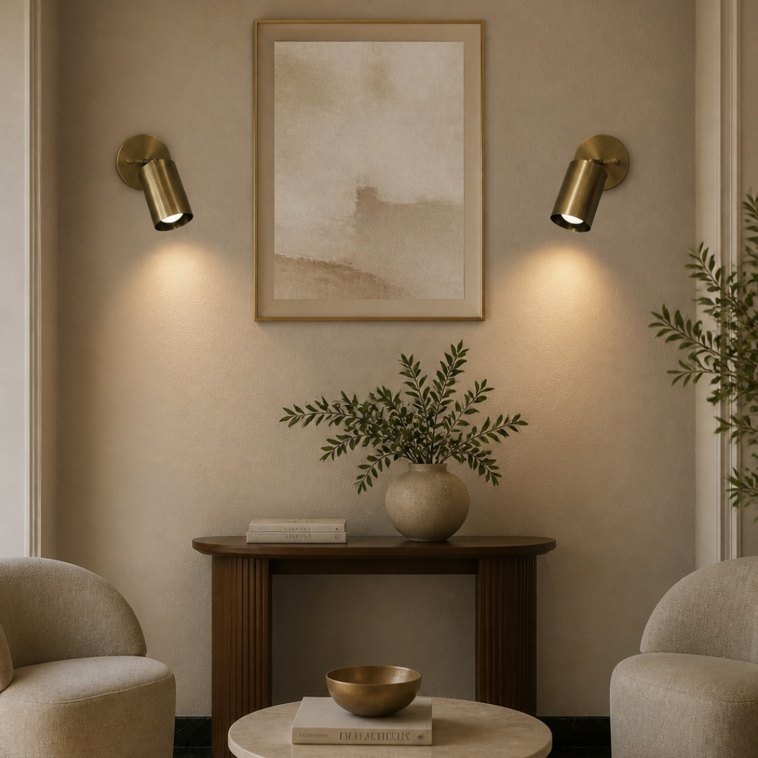 Mid Century Brass Wall Sconce: Italian Cylinder Lamp, Bedside Reading Light