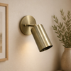 Mid Century Brass Wall Sconce: Italian Cylinder Lamp, Bedside Reading Light