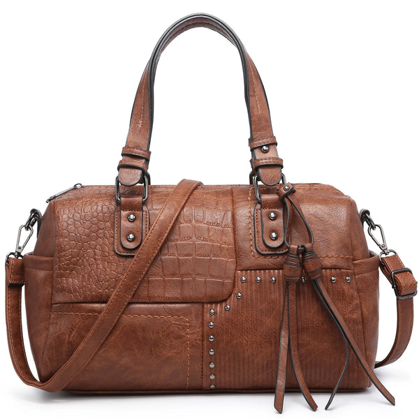 Women Soft Vegan Leather Barrel Bags Large Top Handle Totes Satchel Handbags Shoulder Purse