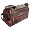 Leather Toiletry Bag for Men & Women - Shaving Dopp Kit Travel Case Cosmetic Makeup Wash Bag by