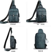 Genuine Leather Sling Bag Casual Shoulder Hiking Backpack Vintage Handmade Crossbody Bag Retro Chest Daypack (Navyblue)