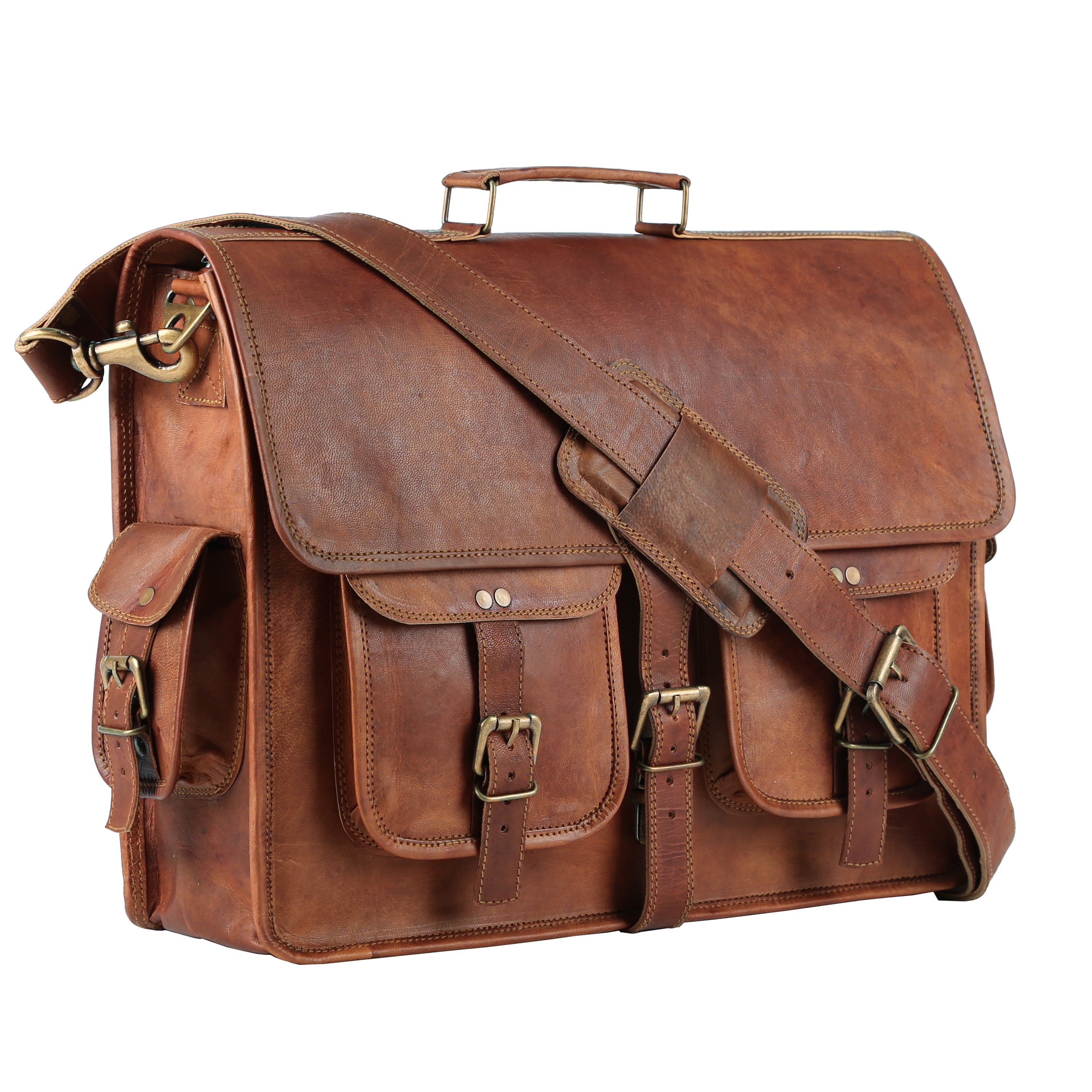 Leather Briefcase Laptop Bag 18 Inch Handmade Messenger Bags Best Satchel by KPL