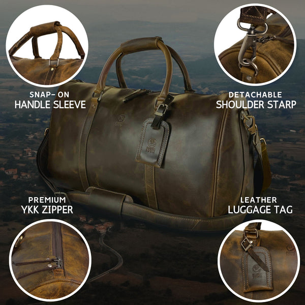 Leather Duffle Bag for Men Travel Gym Sports Carry on Luggage Duffel Bag Overnight Weekender Gift by