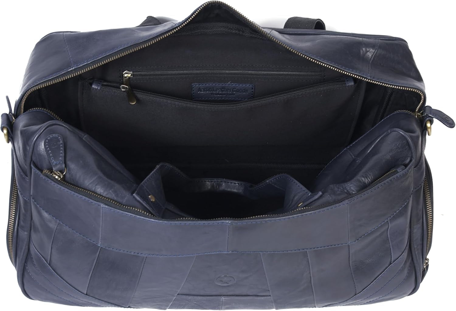 Aaron Leather Duffle Bag for Men, 30L Overnight Weekender Garment Duffel Bags for Travel, Carry on Mens Weekend Bag for Traveling, Gym, Luggage Bag, Perfect Classic Gift for Father'S Day - Navy Blue