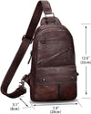 Genuine Leather Sling Bag for Men and Women Vintage Handmade Sling Backpack Shoulder Purse Crossbody Chest Bag (Coffee)
