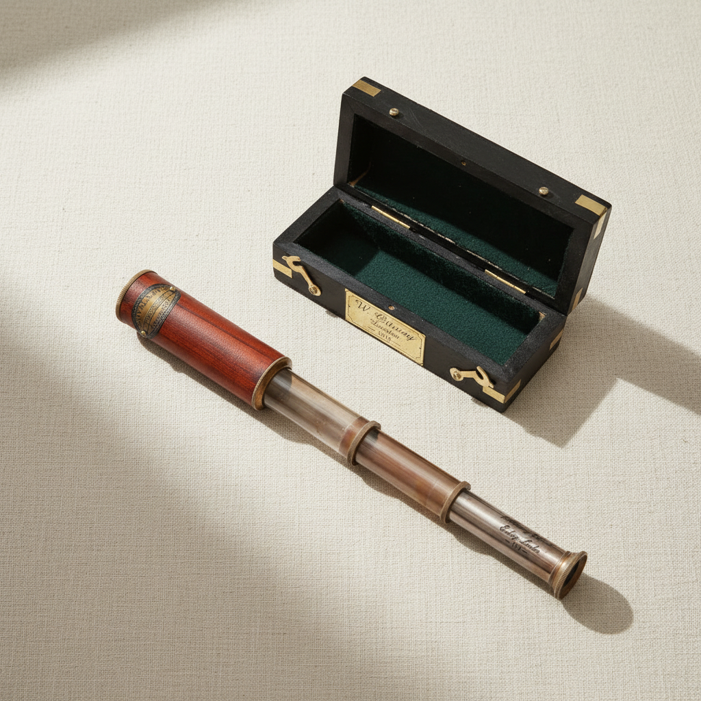 Antique Royal navy LONDON 1915 Model Brass Telescope with Wooden Box Vintage Maritime Collapsing Spyglass
