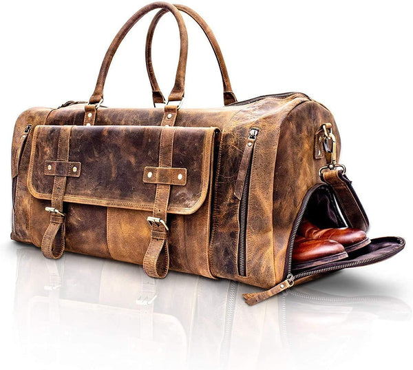 Genuine Leather Travel Duffel Bag