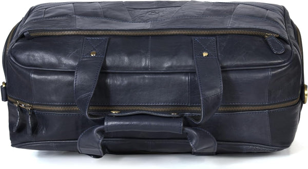 Aaron Leather Duffle Bag for Men, 30L Overnight Weekender Garment Duffel Bags for Travel, Carry on Mens Weekend Bag for Traveling, Gym, Luggage Bag, Perfect Classic Gift for Father'S Day - Navy Blue