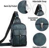 Genuine Leather Sling Bag Casual Shoulder Hiking Backpack Vintage Handmade Crossbody Bag Retro Chest Daypack (Navyblue)