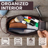 Leather Toiletry Bag for Men & Women - Shaving Dopp Kit Travel Case Cosmetic Makeup Wash Bag by