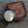 Compass Locket Sundial – Antique Brass Pendant with leather bag