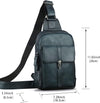 Genuine Leather Sling Bag Casual Shoulder Hiking Backpack Vintage Handmade Crossbody Bag Retro Chest Daypack (Navyblue)