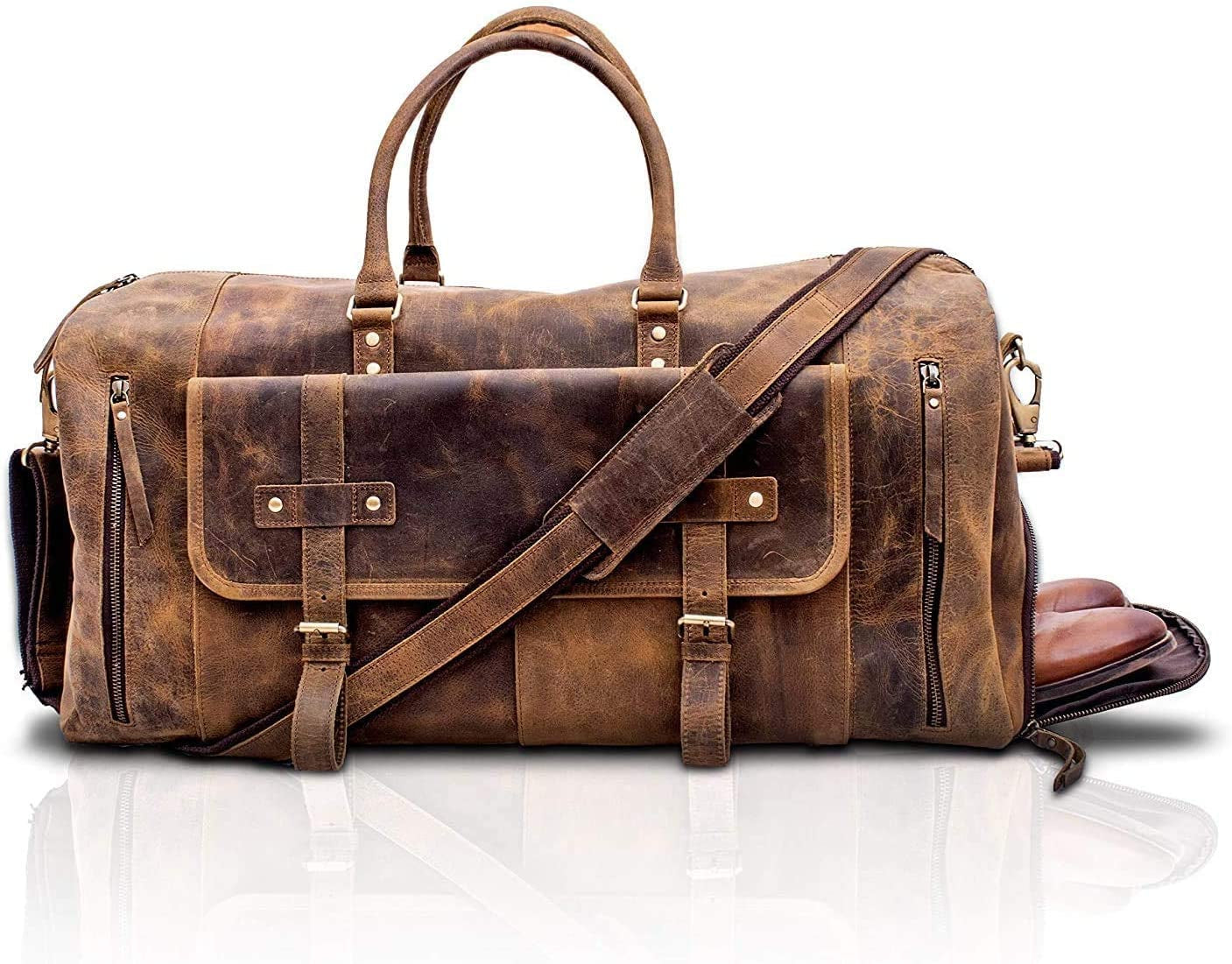 Genuine Leather Travel Duffel Bag