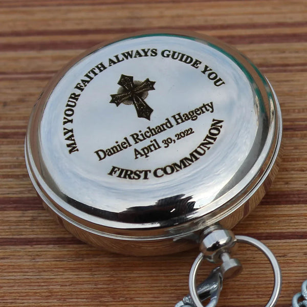 Personalized Brass Compass – Custom Engraved Gift with Leather Pouch