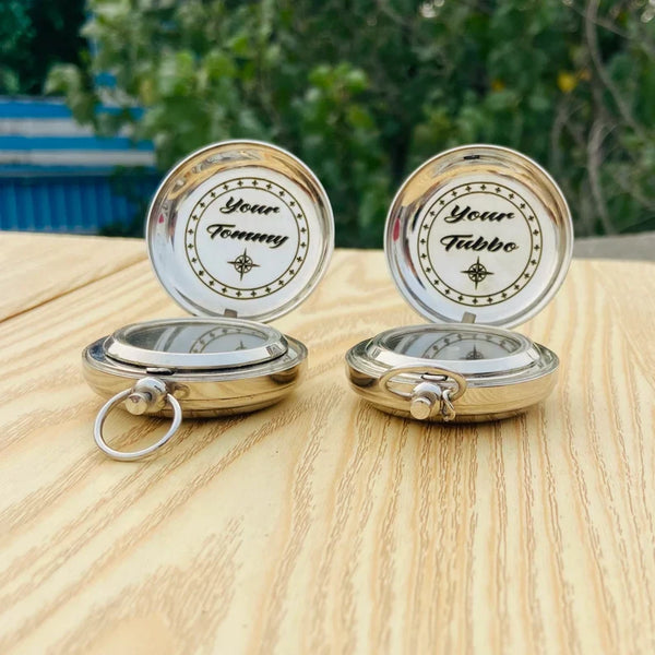 Personalized Engraved Brass Compass with Gift Box
