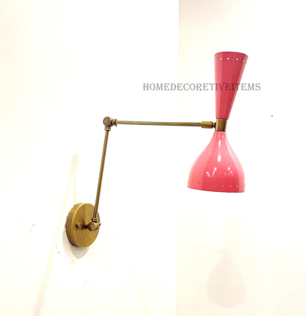 Handmade Mid Century Brass Cone Wall Lamp: Stilnovo Sconce Lighting