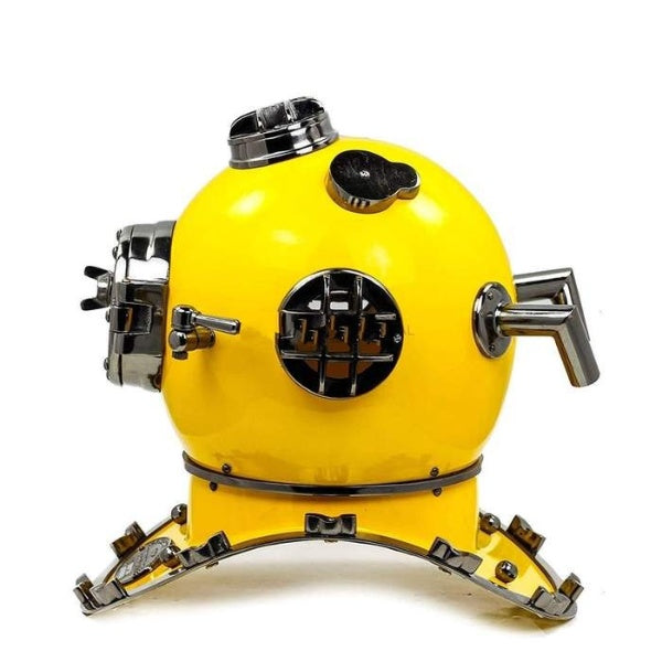 Mark V, 18" Yellow Deep Sea Diving Helmet - Handcrafted Nautical Display Piece
