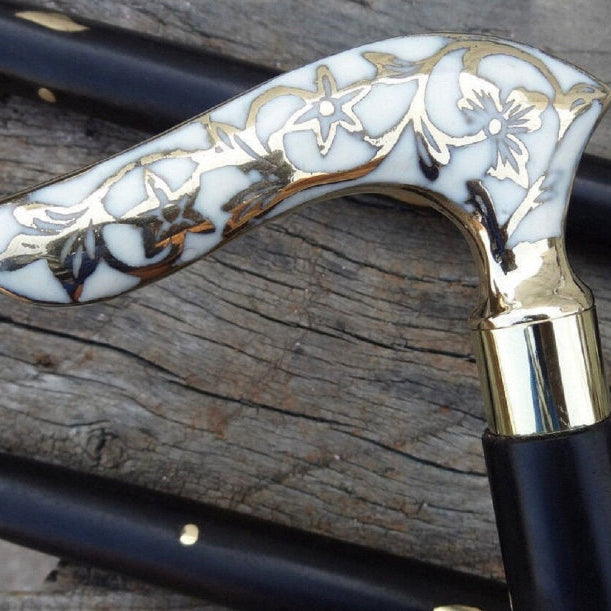 Handmade Royal White Flower Handle Only