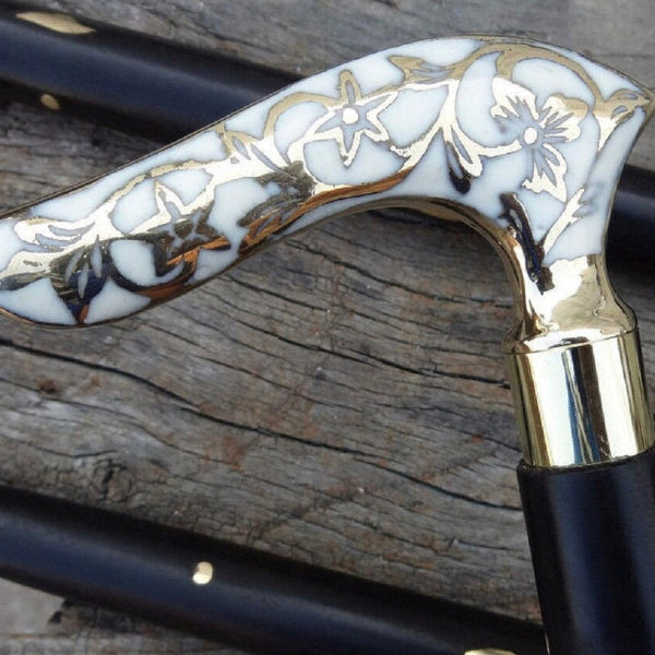 Handmade Royal White Flower Handle Only
