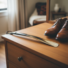 Long shoehorn on dresser