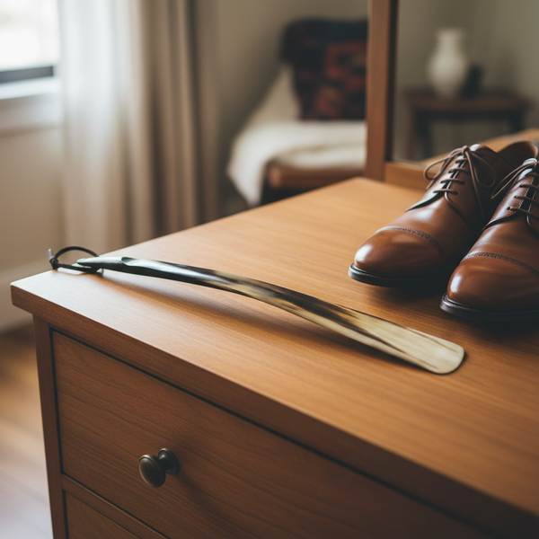 Long shoehorn on dresser
