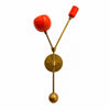 Mid-Century Modern Wall Sconce: Brass Arms, Orange Enamel Shades