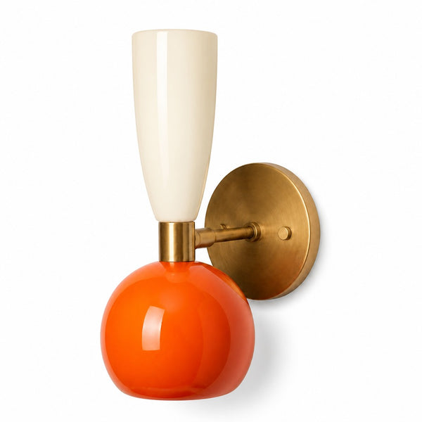 Handcrafted Brass Orange Wall Sconce, Stilnovo Mid Century Lamp