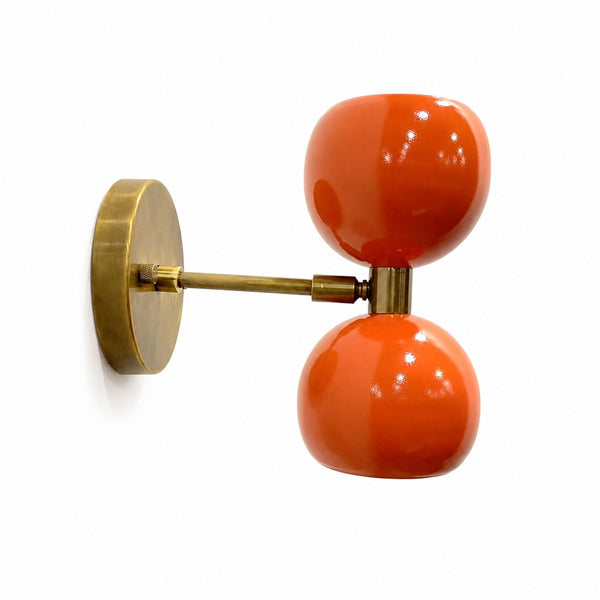 Mid Century Brass Wall Lamp – Orange Diabolo Globe Sconce