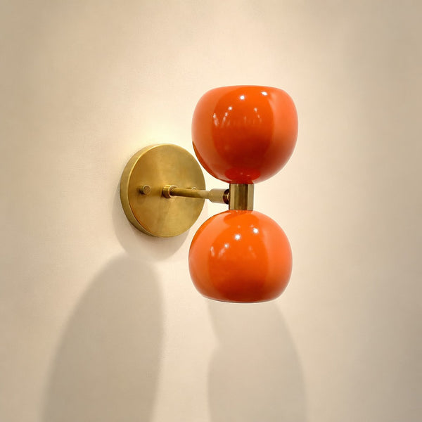 Mid Century Brass Wall Lamp – Orange Diabolo Globe Sconce