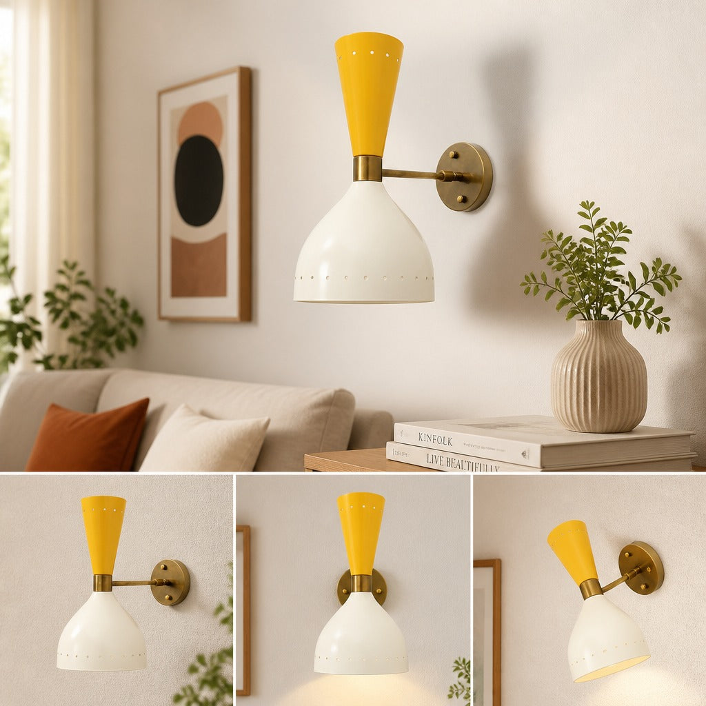 Mid Century Wall Sconce: Raw Brass Italian Stilnovo Style
