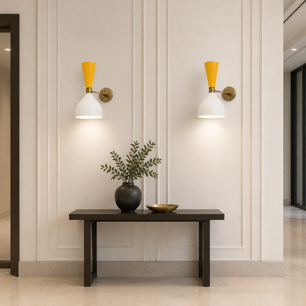 Mid Century Wall Sconce: Raw Brass Italian Stilnovo Style
