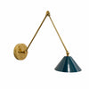 Mid Century Brass Swing Arm Wall Lamp - Adjustable Cone Lamp Light