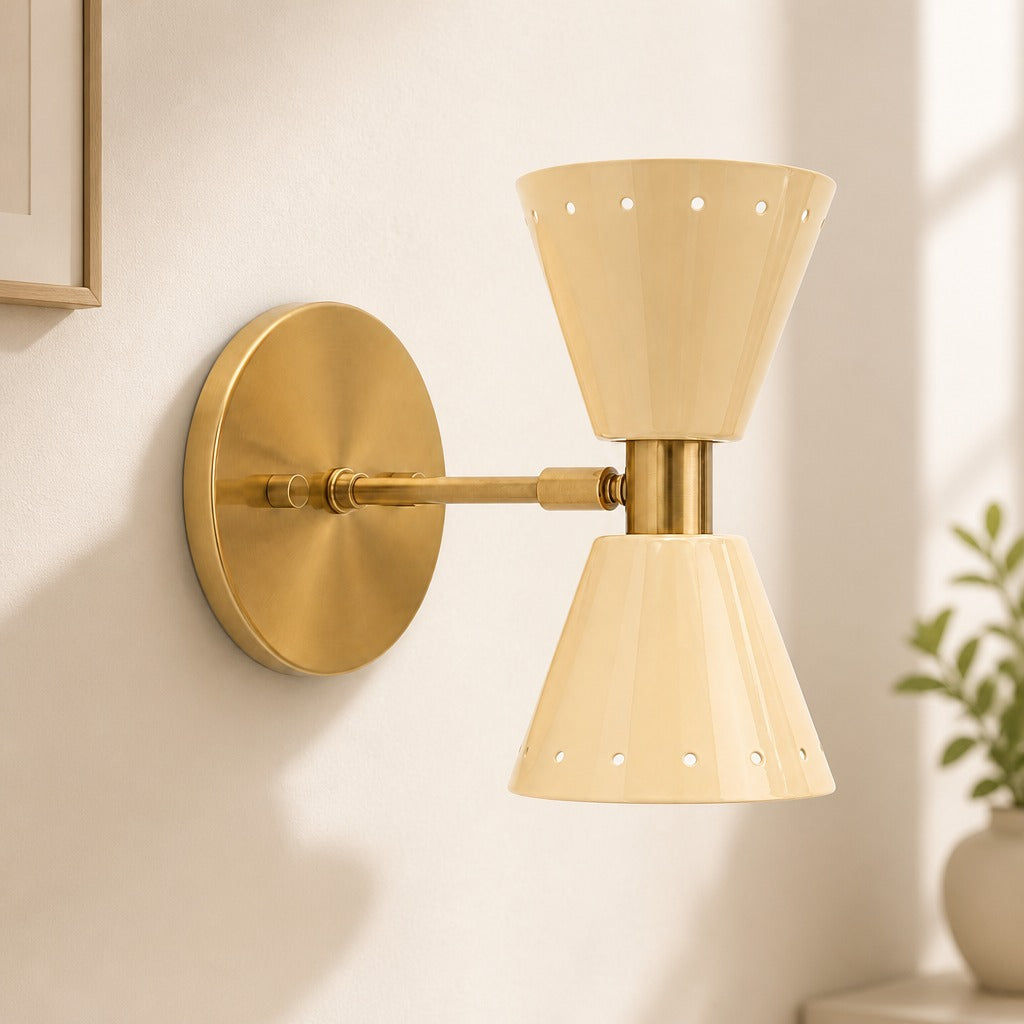 Stilnovo Diabolo Brass Wall Sconce: Mid Century Modern Adjustable Swing Arm Lamp