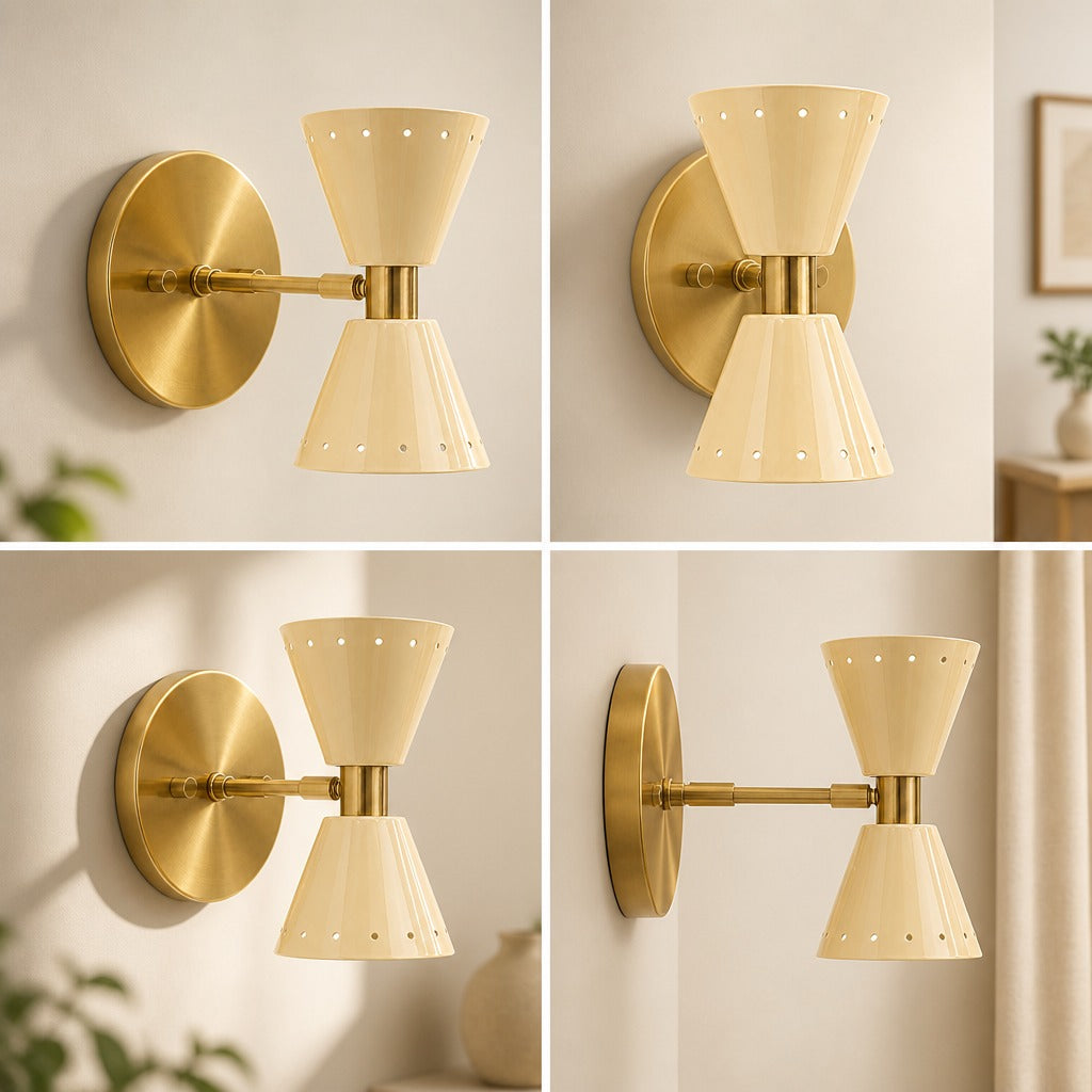 Stilnovo Diabolo Brass Wall Sconce: Mid Century Modern Adjustable Swing Arm Lamp