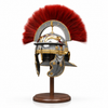 Roman Centurion Helmet Replica Handcrafted –18 Gauge Steel Helmet with Red Plume with Free Wooden Stand