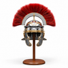 Roman Centurion Helmet Replica Handcrafted –18 Gauge Steel Helmet with Red Plume with Free Wooden Stand